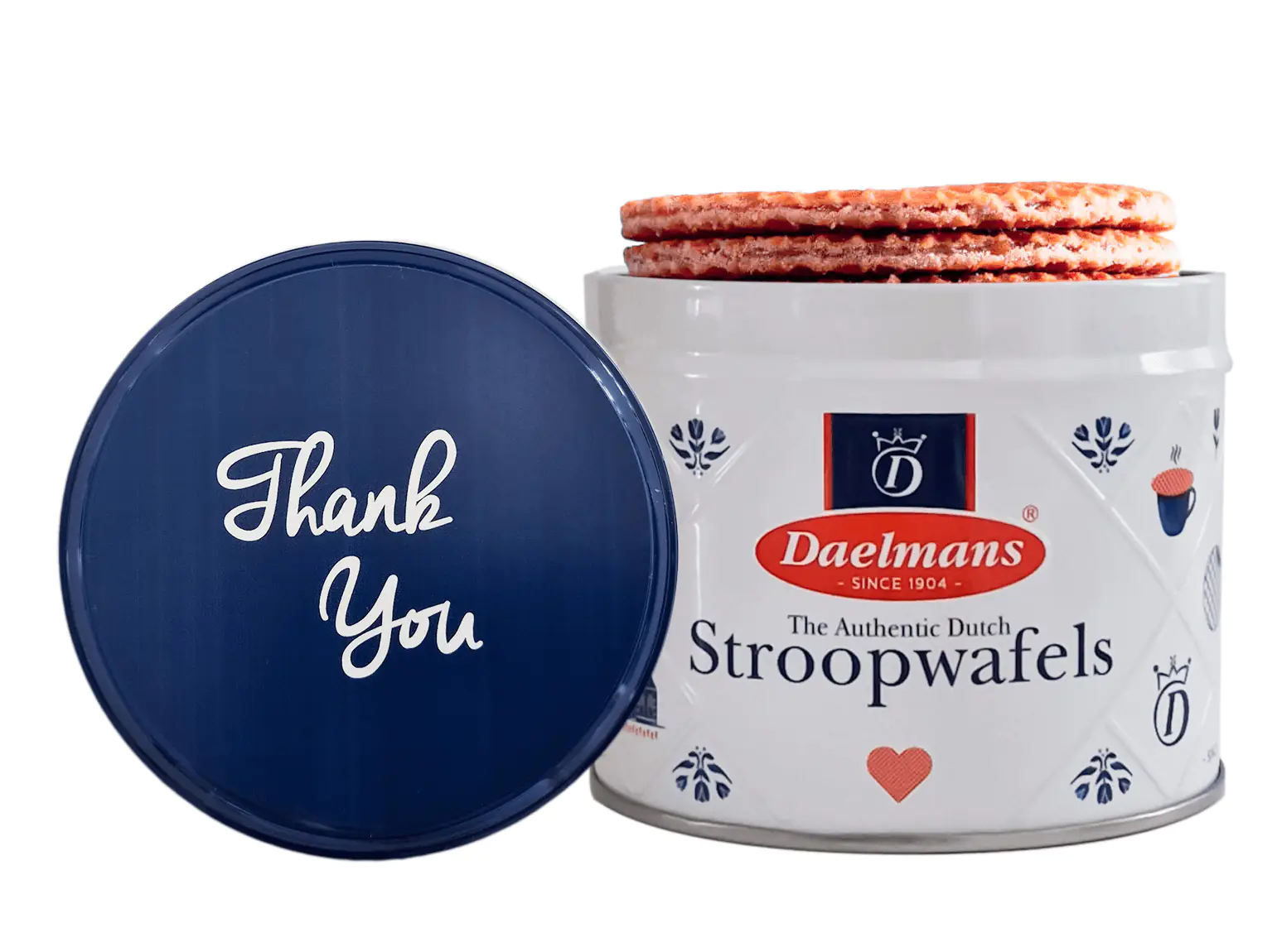 Daelmans Karamell Stroopwafels in der Blechdose ‚Thank you‘ - Karton mit 12