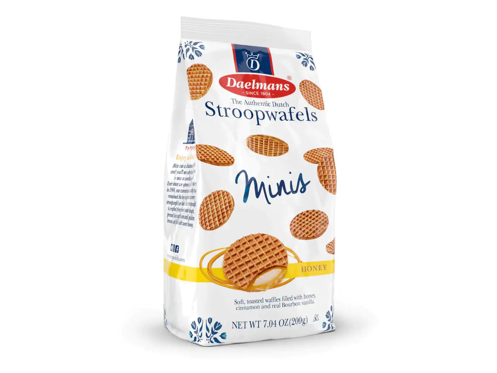 Daelmans Mini Honing Stroopwafels in Blokzak - Doos van 12 blokzakken